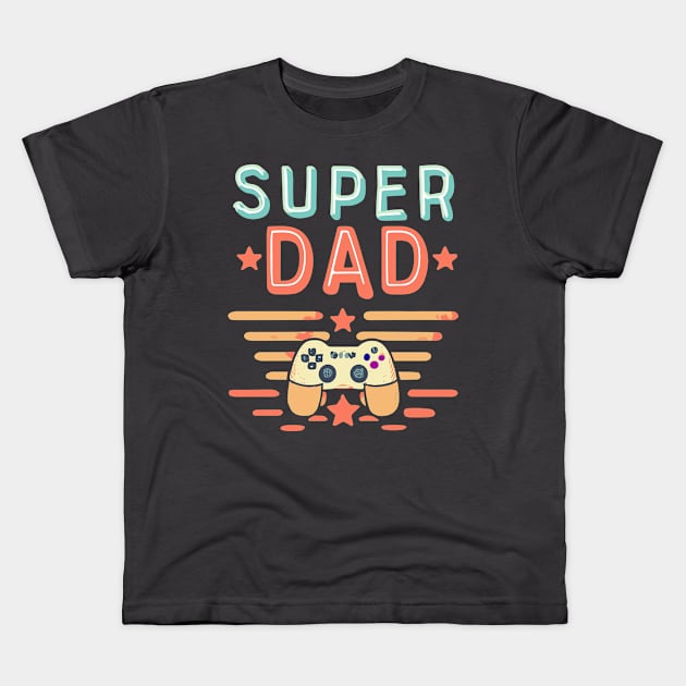 Super Dad Gaming Console Distressed Design Kids T-Shirt by TF Brands